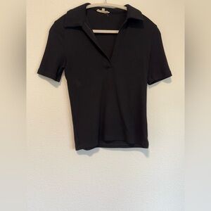 Madewell Black Ribbed Blouse